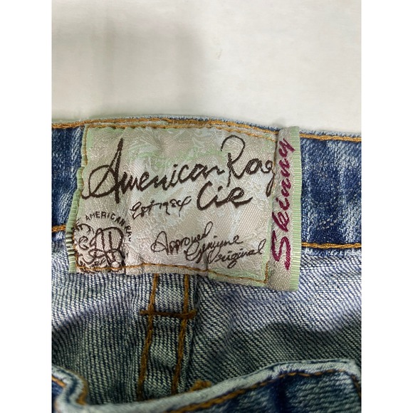 American Rag Cie Skinny Jeans Womens small Wash Raw Hem Low Rise Denim - Picture 2 of 12